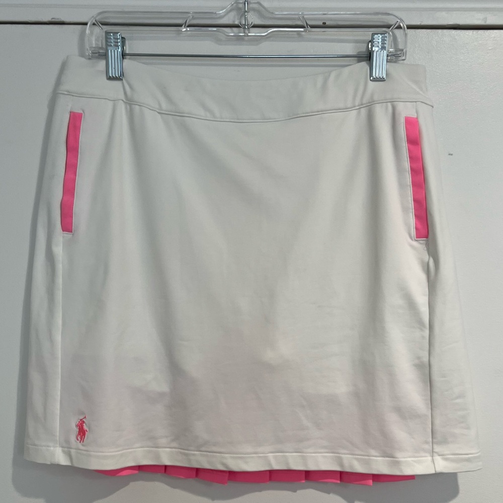 Ralph Lauren‎ Polo Golf White and Pink Golf Skirt Sz. L - Picture 2 of 9